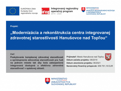 Modernizácia a rekonštrukcia centra integrovanej zdravotnej starostlivosti Hanušovce nad Topľou